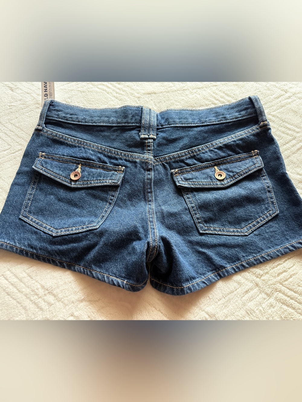 Women’s Dark Blue Denim Shorts with Back Flap Pockets
